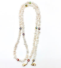 Load image into Gallery viewer, Mask Chain - Pearls, White with Evil Eye
